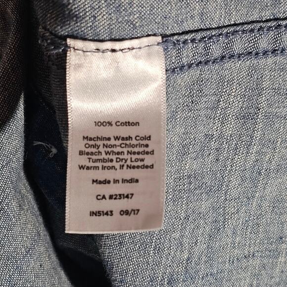 Talbots Denim Button Up Roll Tab Sleeve Sz 2X 100% Cotton Soft Minimalist - Picture 5 of 7